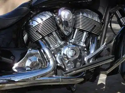 black and silver motorcycle engine
