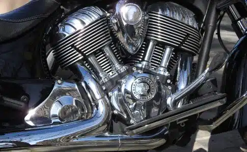 black and silver motorcycle engine