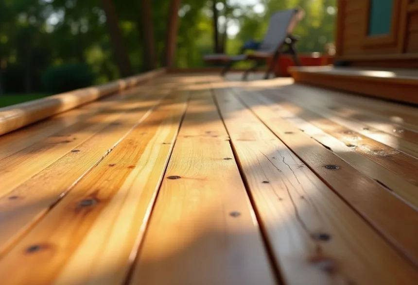 Application d'un saturateur sur une terrasse en bois