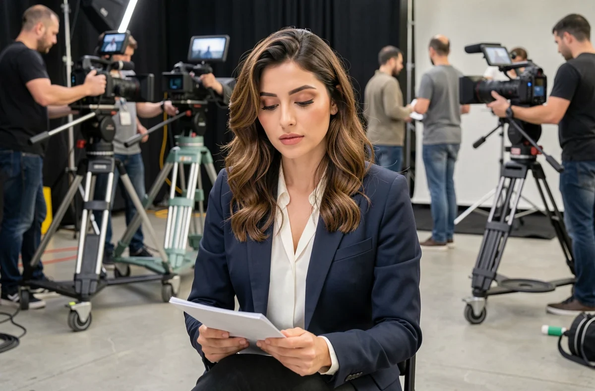 Actrice turque célèbre en coulisses sur un plateau de tournage de série télévisée
