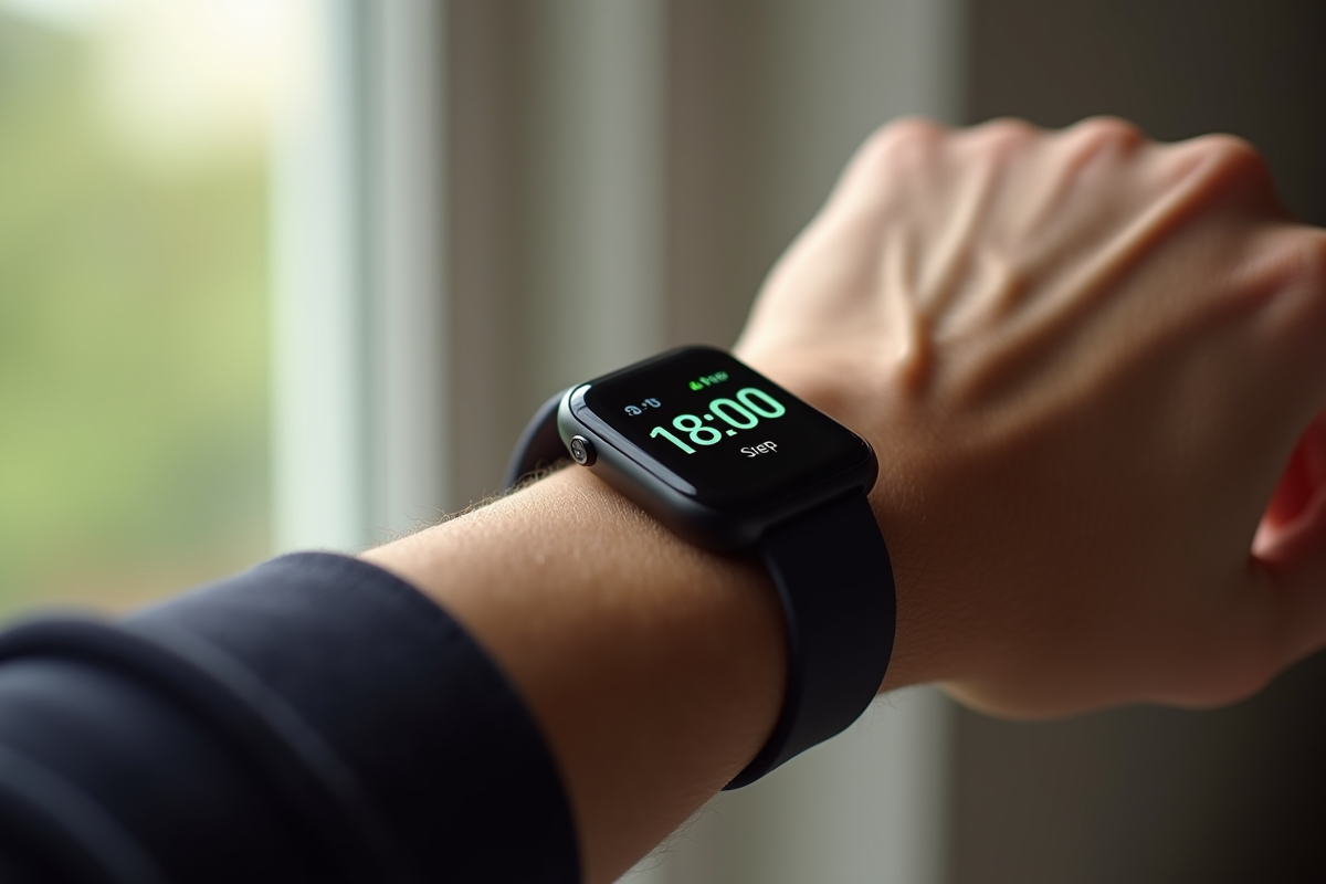Bracelet fitness avec compteur de pas affichant 18000