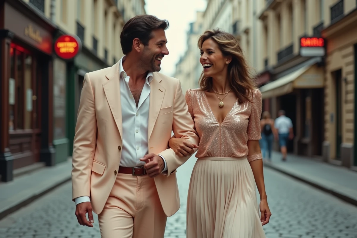 Un couple de chanteurs dans une rue parisienne des années 80