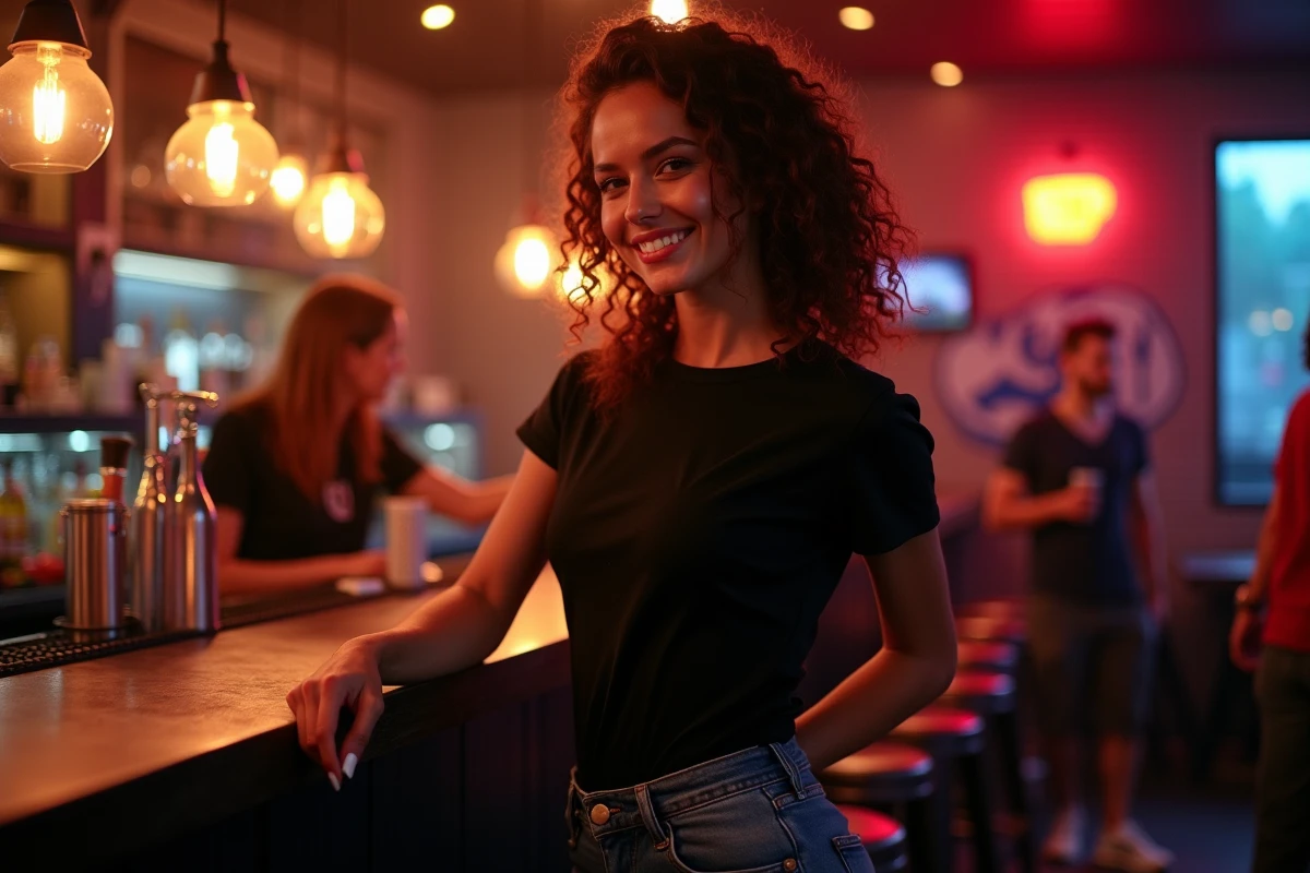 Jeune femme souriante dans un club parisien chic