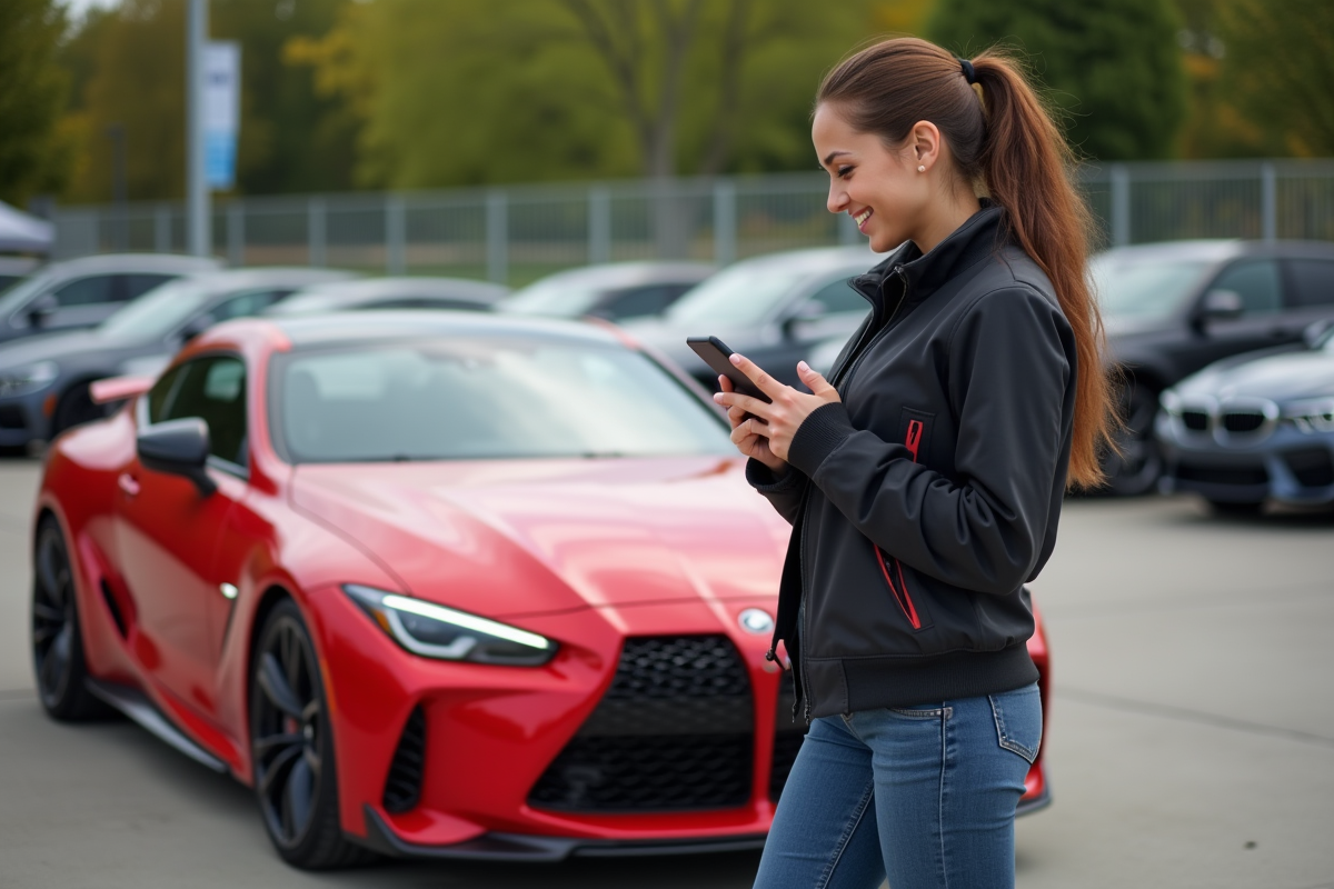 Jeune femme vérifiant les stats d