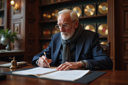 Homme âgé en costume dans un bureau parisien