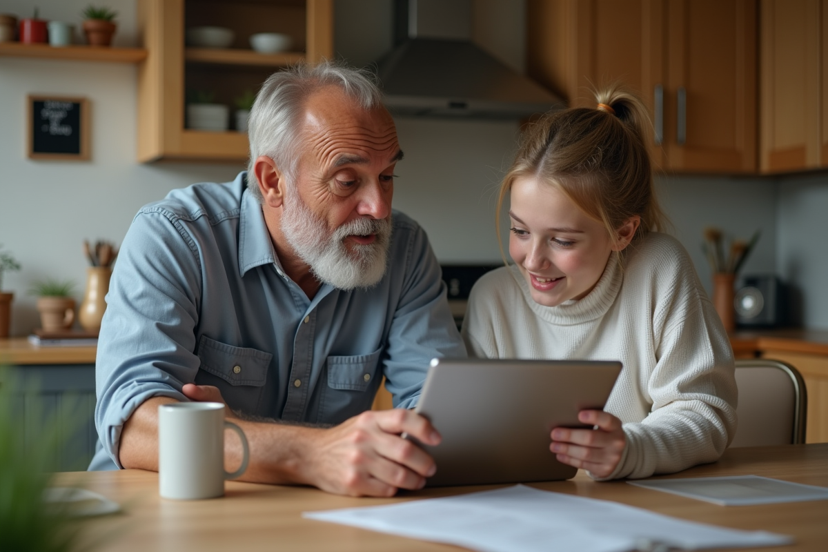 Père guidant sa fille lors d