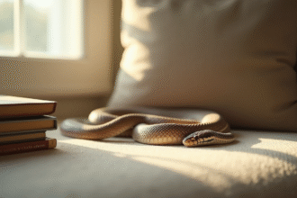Petit serpent reposant dans un salon ensoleille