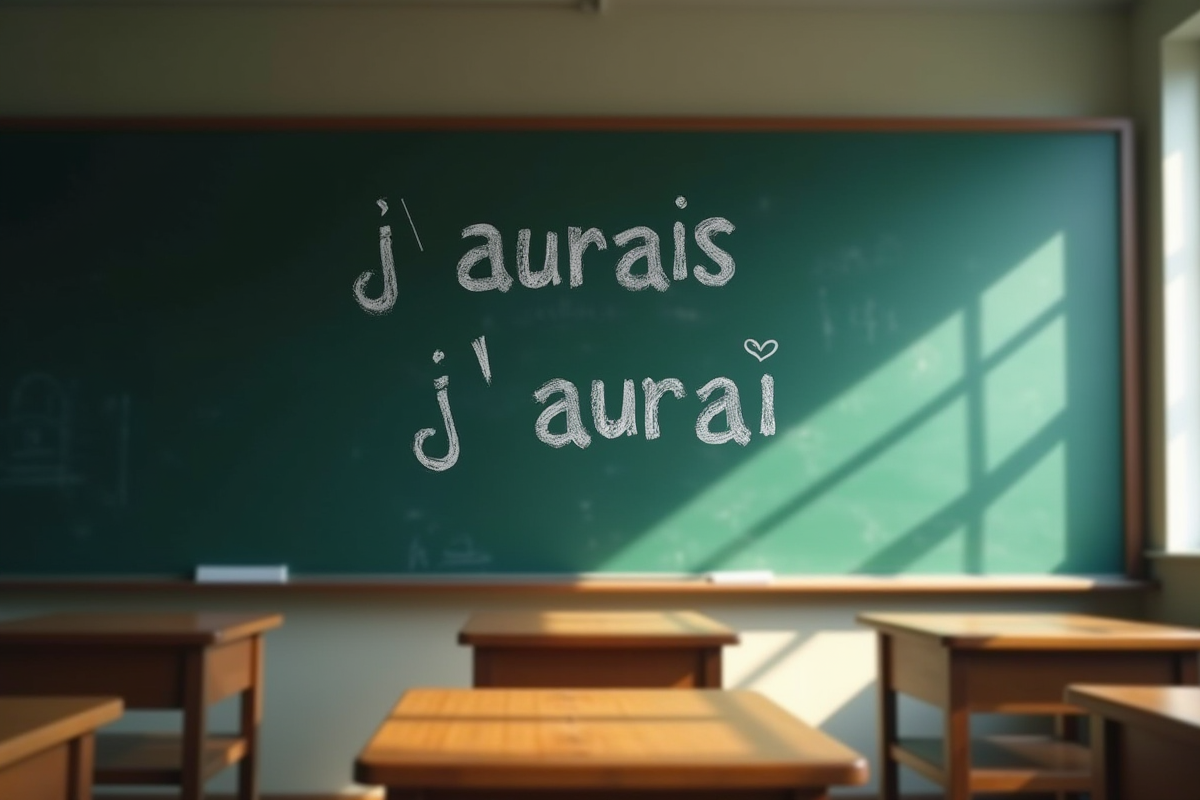 Tableau noir en classe avec j
